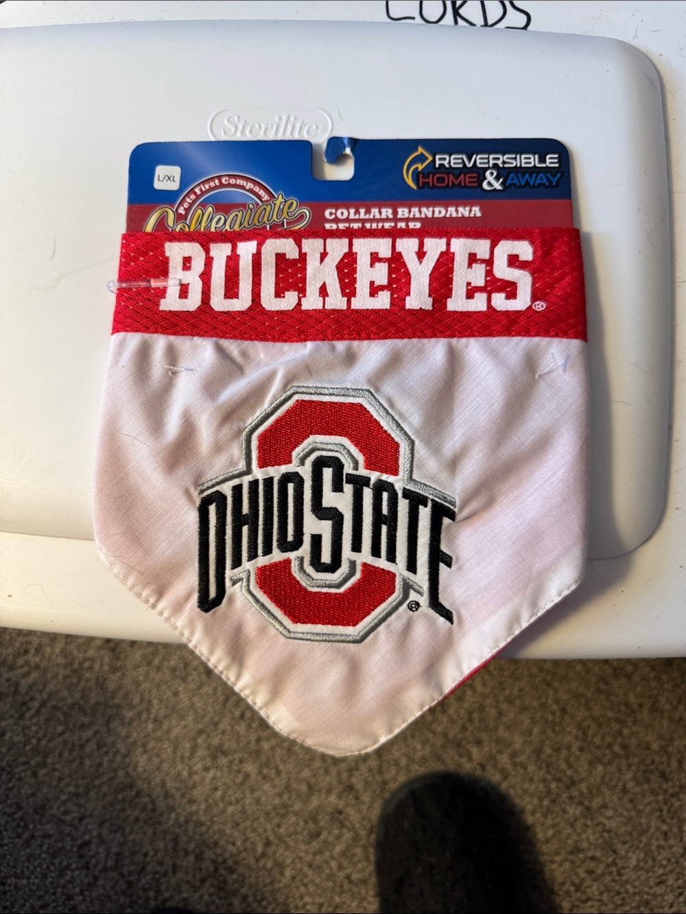 Pets First Red & White Ohio State Reversible Collar Bandana